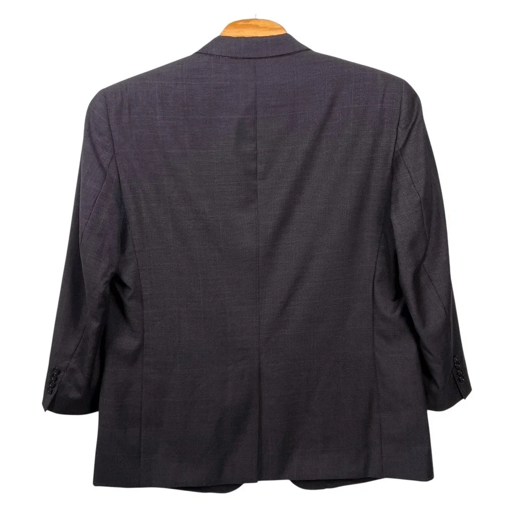 Jos A Bank Blue/Gray Black Hue Puppytooth 100% Wool Blazer Sport Coat Jacket 48R